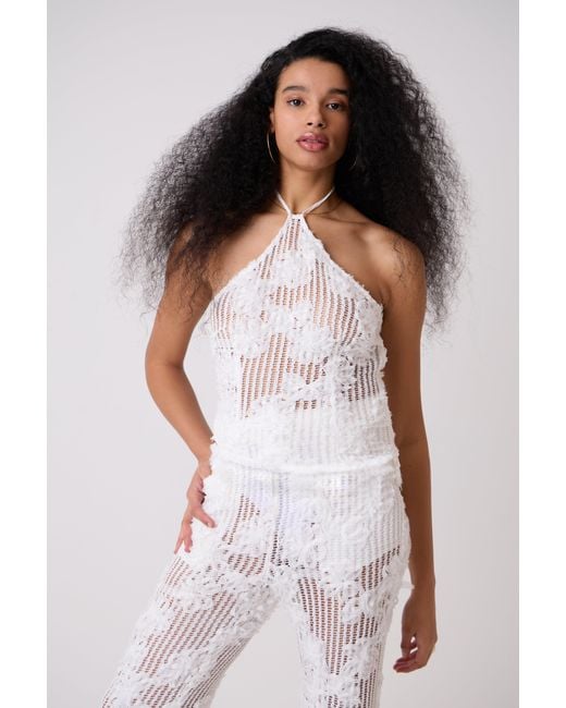 Amy Lynn White Cici Crochet Floral Lace Top