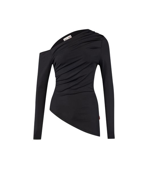 Pcfg Black Your Itch Draped Long Sleeve Top