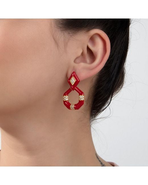 Milou Jewelry Red Geometric Drop Earrings