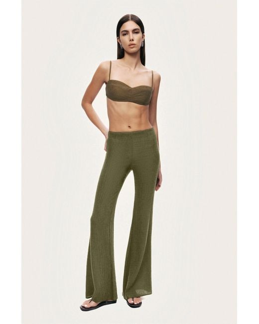 Nocturne Green Neutrals Flared High-Waist Pants