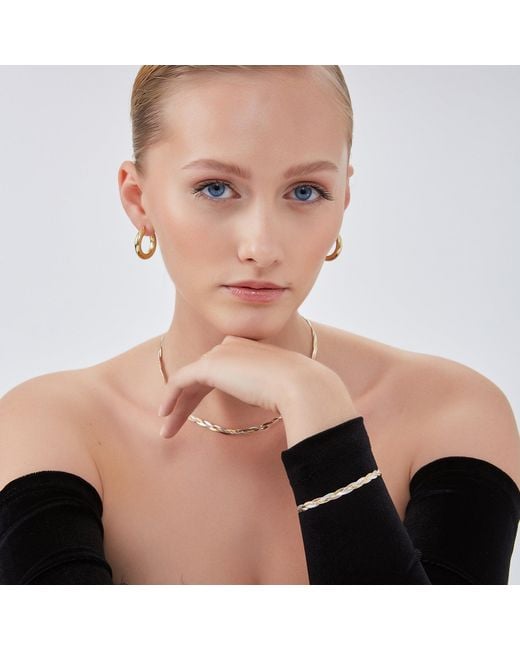 Spero London White Rose Rose & Spiral Sterling Flat Necklace & Bracelet Set
