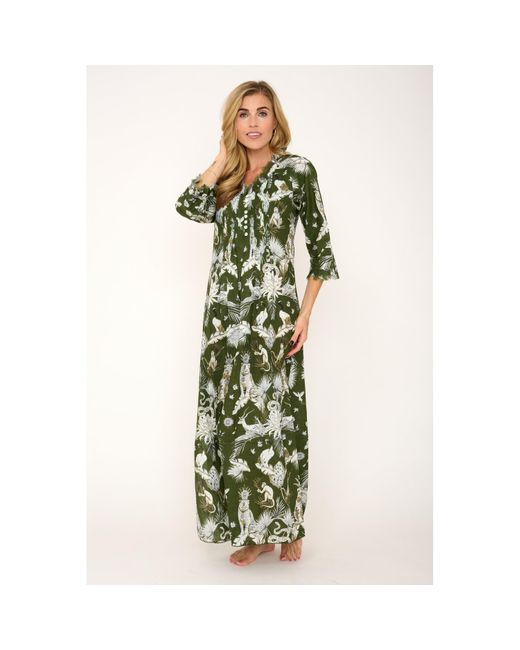 At Last Green Cotton Annabel Maxi Dress