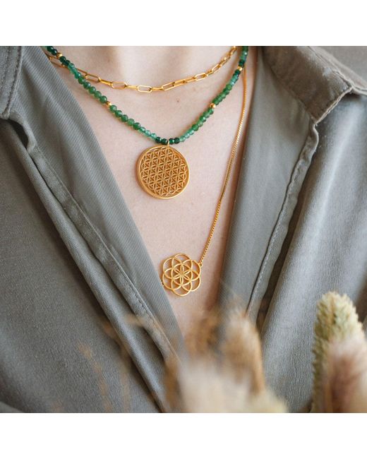Seven Saints Metallic Seed Of Life Choker Or Y Style Lariat, Reversible Necklace