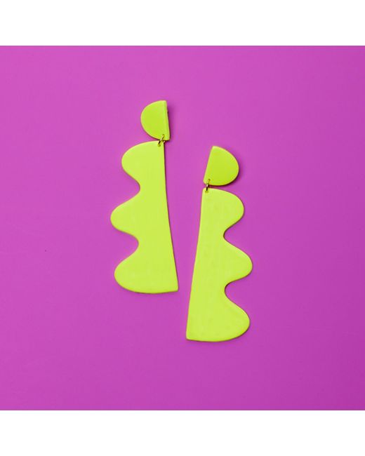 By Chavelli Yellow Wiggles Dangly Earrings