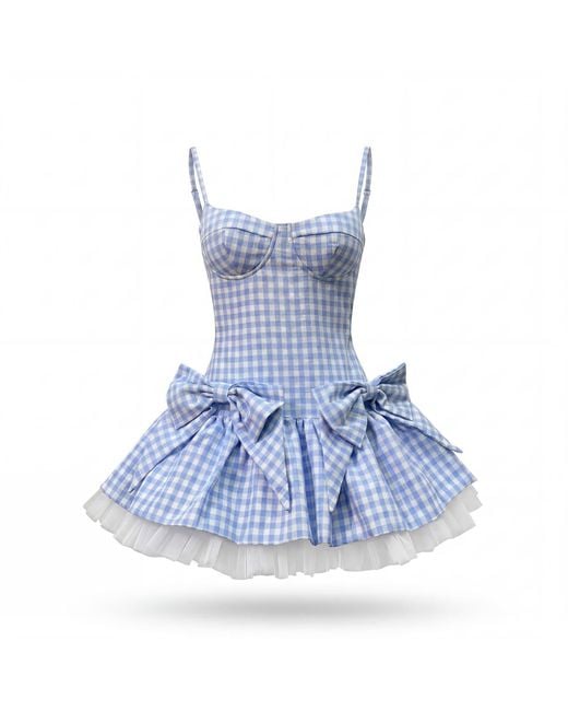 Irmak Su Guclu Blue Paraná Gingham Dress