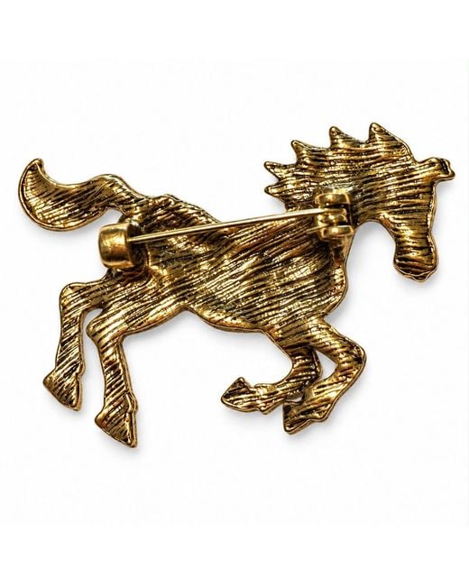 By Ozge Red Crimson Spirit Crystal Equestrian Statement Brooch