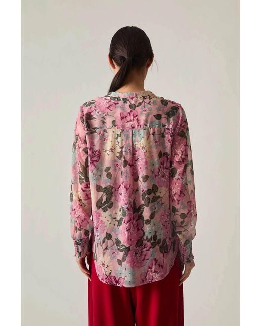 James Lakeland White Peony Print Blouse