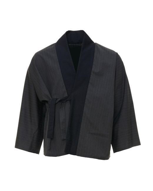 MOE Blue Graphite Stripe With Twilight Collar Wool Jacket Reversible