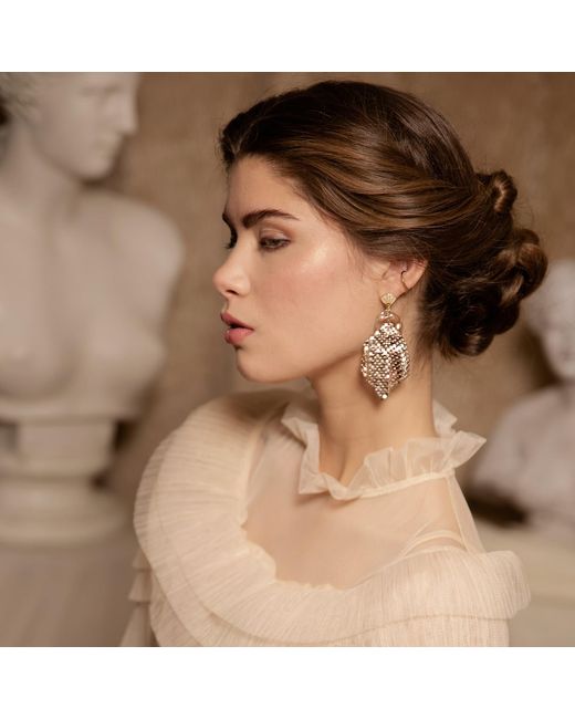 Babaloo Metallic Neutrals Suspended Pearl Earrings