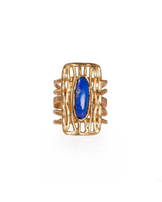 Christina Greene Blue Deco Shield Ring
