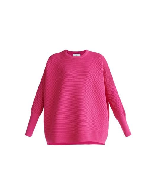 Paisie Ribbed Jumper In Hot Pink