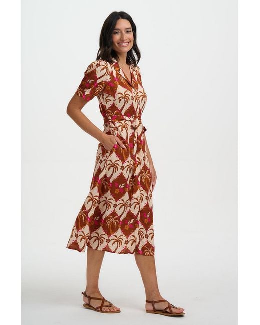 Sugarhill Red Penelope Midi Shirt Dress Browns, Palm Waves Tile