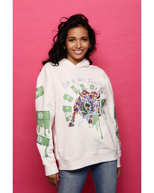 Miracles Manifester White Inspirational Affirmation Hoodie With Reflective Design