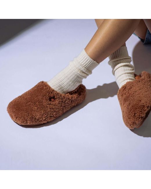 MYYAZ Brown Teddy Clog