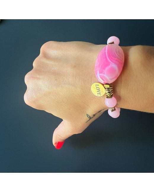 Ebru Jewelry Pink Agate Love Bracelet