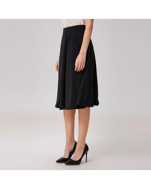 Smart and Joy Black Sleek Flared Skirt