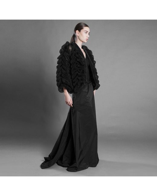 Silvia Serban Black Pleated And Crinkled Tulle Blazer