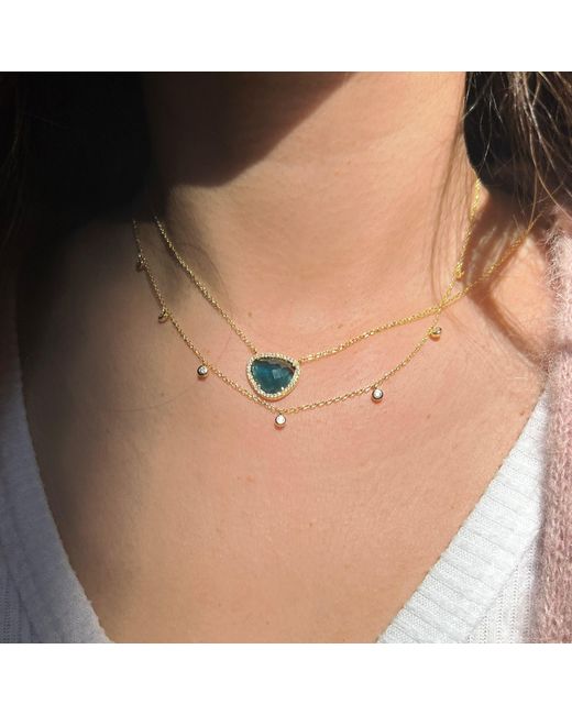 KAMARIA Blue Marina Lab Created Gemstone Necklace With Crystals