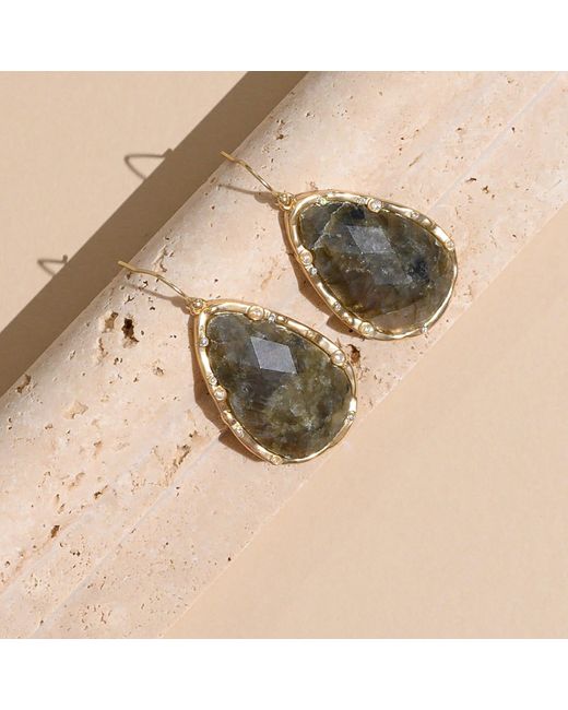 Rare Matters Jewelry Brown Timeless Nature's Beauty Teardrop Earrings Labradorite