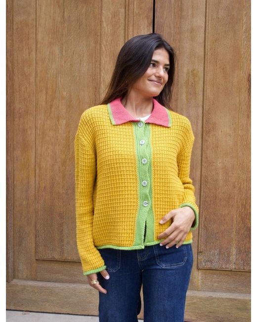 Mind Traveler Yellow Tina Mustard Cotton Cardigan