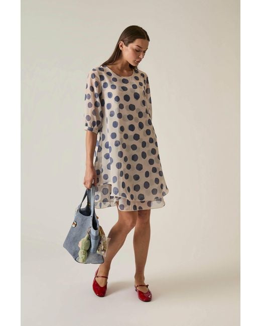 James Lakeland White Neutrals -Cream Polka Dot Dress