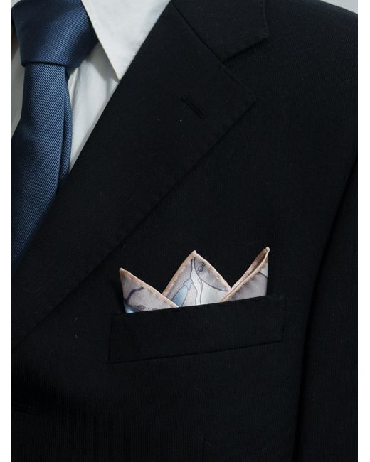 Lost Pattern Blue Datura Silk Pocket Square for men