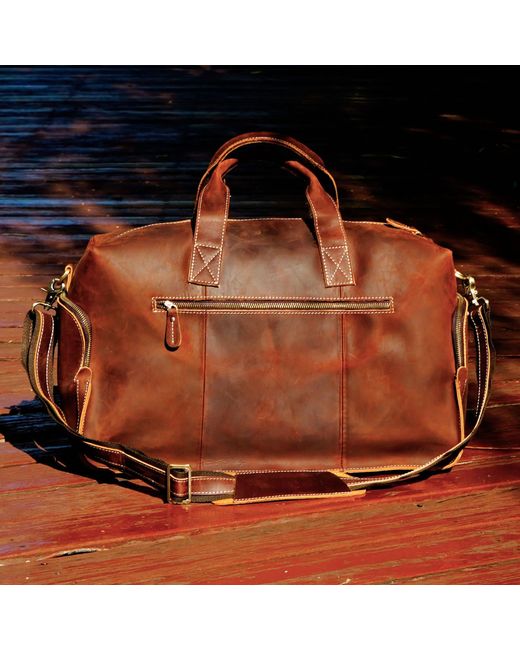 Touri Brown Genuine Leather Front Pockets Boarding Bag for men