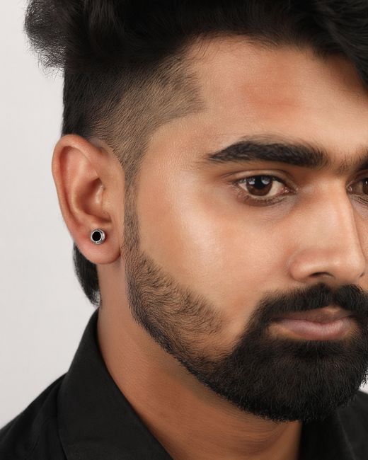 The Jewelz Multicolor Neutrals Shadow Gleam Onyx Earrings for men