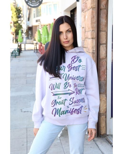 Miracles Manifester Purple Inspirational Affirmation Hoodie With Reflective & Rhinestone Design