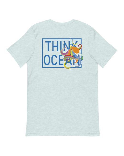 Anchor and Crew Blue Ice Think Ocean Octopus Fluorescence Cotton Embroidered T-Shirt