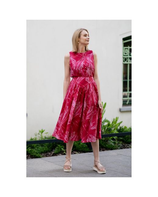 Oh!Zuza Pink Rose Echo Viscose Midi Skirt Pockets