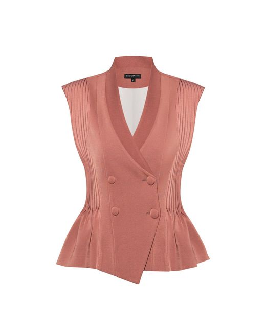 Tia Dorraine Pink Double-Breasted Waistcoat With Pleated Details