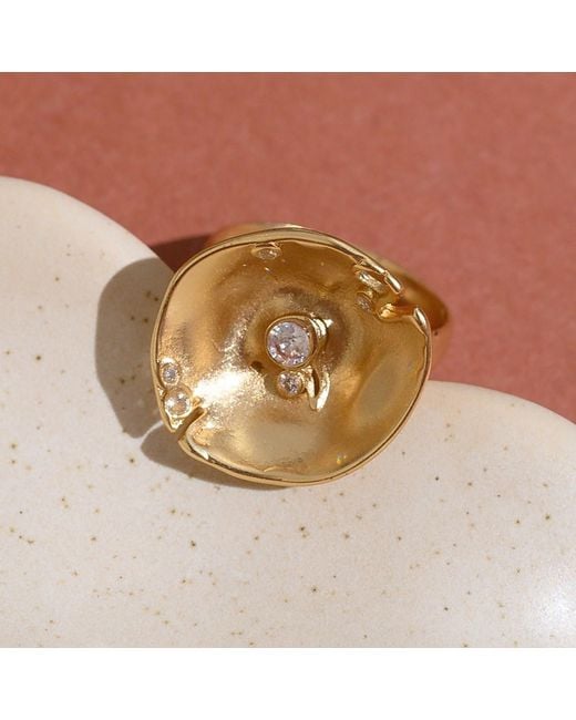 Rare Matters Jewelry Metallic Organic Clear Glass Lily Ring