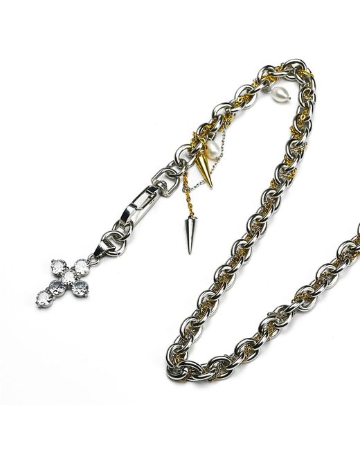 Kirei Metallic Divine Disorder Necklace – Cross With Intertwined Chains