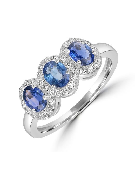 Artisan Blue Three-Stone Sapphire And Diamond Ring