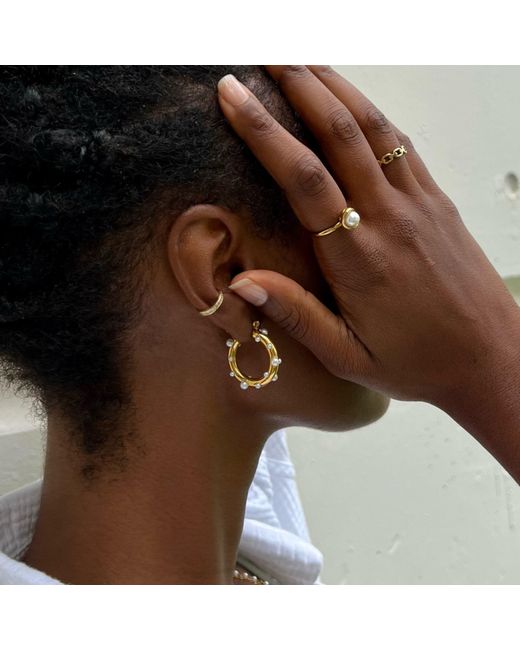 Ellie Vail Jewelry Metallic Nicoletta Pearl Hoop Earring