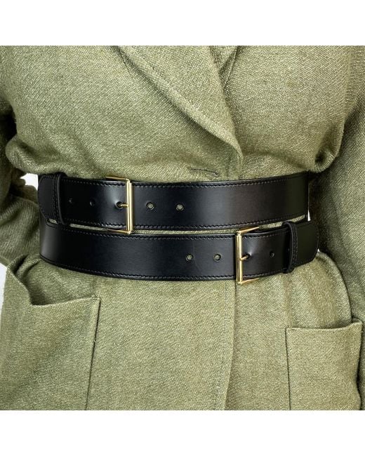 Haute Cuir Black Meera Wide Leather Belt