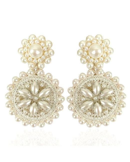 PINAR OZEVLAT Metallic Neutrals Flower Drop Pearl