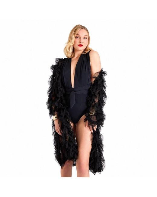 ROSIE BILLINGTON Black Nera Ruffle Kimono Jacket