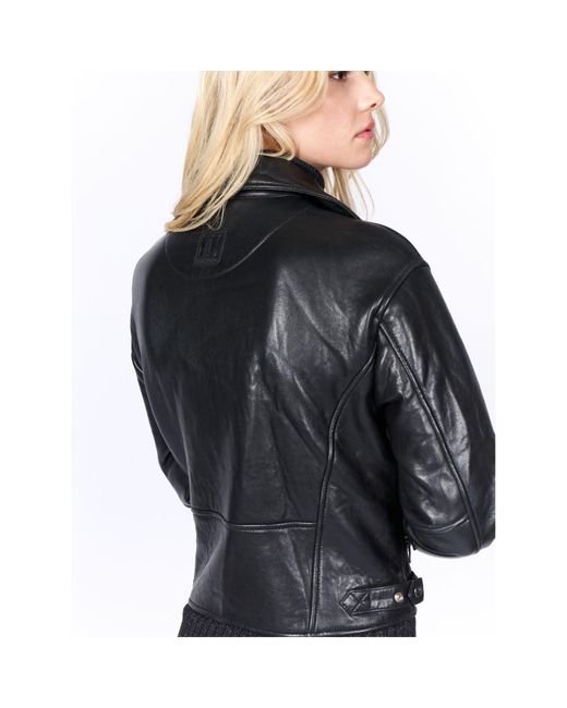 Freaky Nation Black Cropped Leather Jacket Fleece Bonding