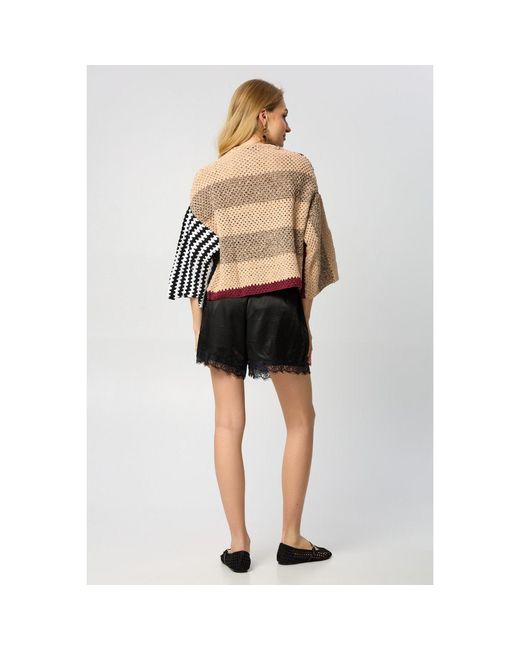 Saachi Brown Crochet Granny Square Pattern Jacket