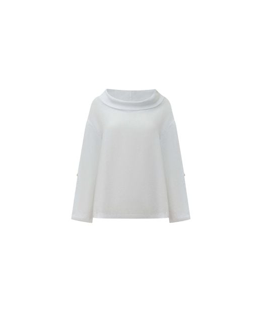 James Lakeland White Cowl Neck Linen Top