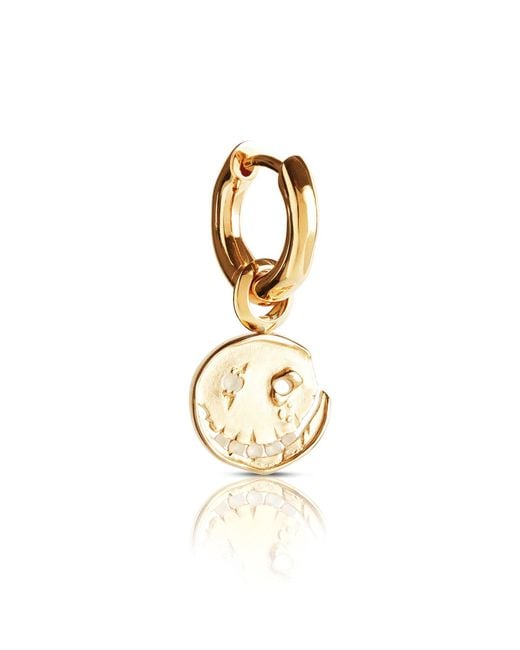 Kasun Metallic Smile Hoop Earrings – June – Moonstone – Plated