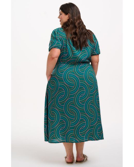 Sugarhill Green Cassandra Midi Shirt Dress Concentric Circles