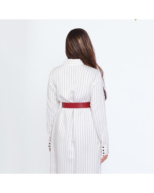 Haute Cuir Red Round Buckle Leather Belt