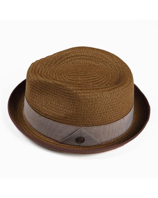 Dasmarca Hats Brown Dasmarca Andy Short Brim Trilby Retro Summer Skimpy Brim Straw Braided Hat for men