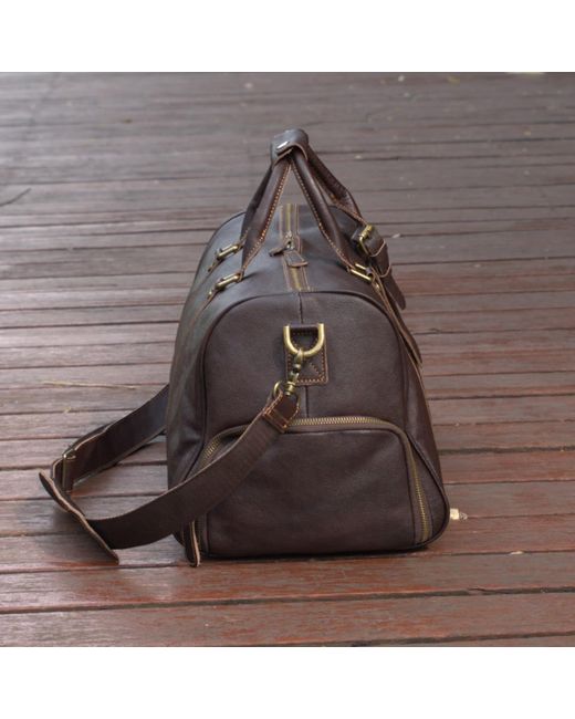 Touri Brown Leather Yoga Bag With Shoe Storage