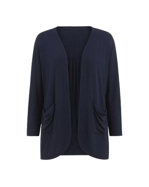 Conquista Blue Long Sleeve Cardigan With Pockets