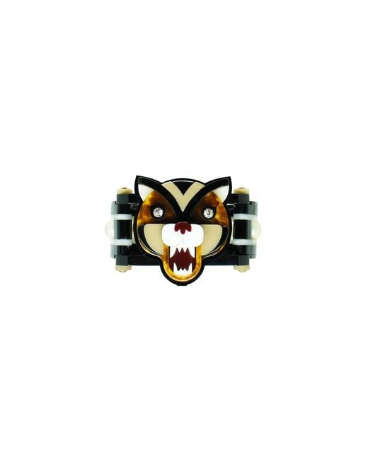 Gissa Bicalho Black Handmade Acrylic Bracelet Tiger Caramel