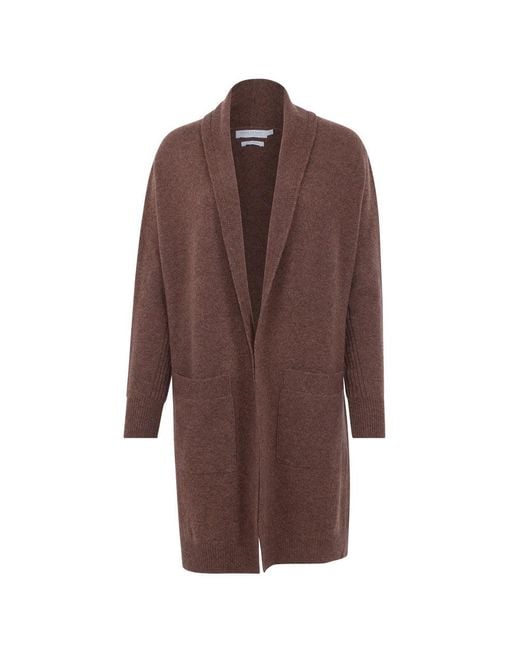 Paul James Knitwear Brown Pure Lambswool Long Line Liberty Cardigan With Pockets